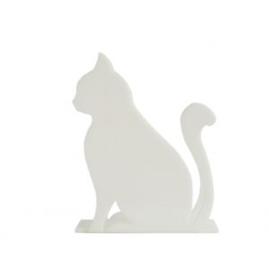 Porta revista de gato fabricado en acrílico para organizar papeles